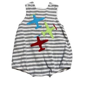 ✨✈️ The Bailey Boys Airplane‎ Stripe Bubble Romper 9M ✈️✨